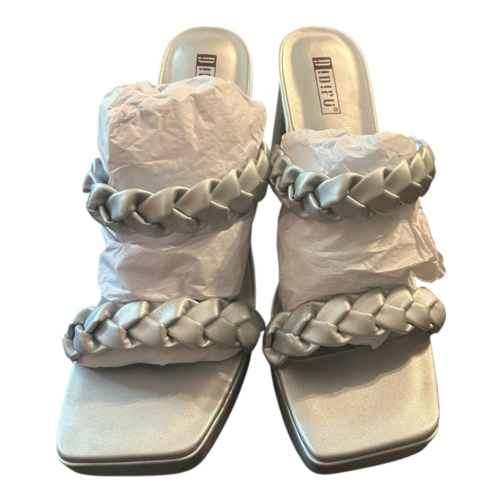 IDIFU Women's Silver Braided Sandals
